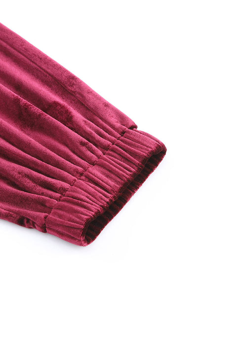 Plush Velvet Long Sleeve Top And Pant Set
