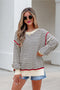 Striped Ribbed Trim Drop Shoulder Oversized Sweater