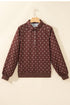 Polka Dot Metal Button Collared Pullover Sweatshirt