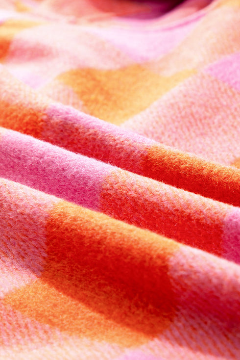 Checkered Plaid Chest Pocket Turn Down Collar Jacket