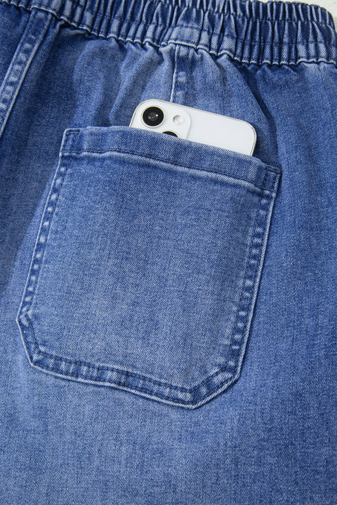 Sporty Denim Ankle Length Jeans Pocket Detail Jeans