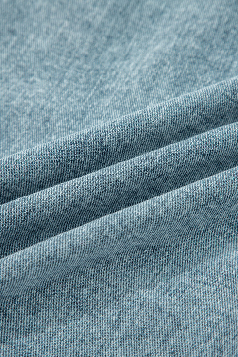 Casual Frayed Detail Button Flap Pocket Denim Vest