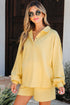 Casual Button Collar Drop Shoulder Pullover Coordinated Short Sets