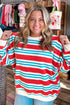 Striped Long Sleeve Round Neck Tunic Sweatshirt
