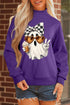 Cute Ghost Print Mock Neck Friendly Spooky Sweatshirt