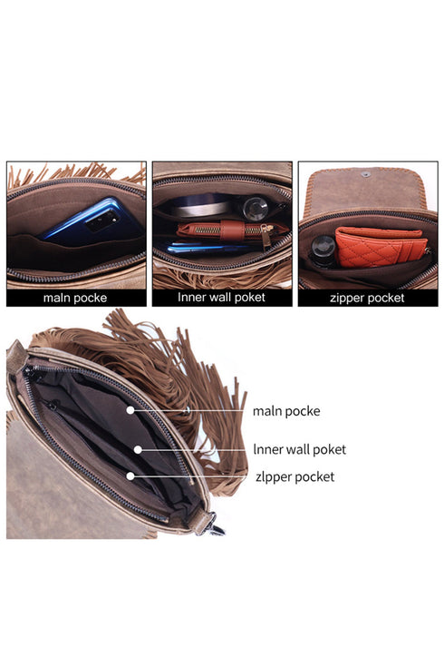 Western Aztec Pattern Fringe Tassel Shoulder Bag