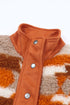 Furry Aztec Pattern Quilted Patch Pocket Fleece Jacket
