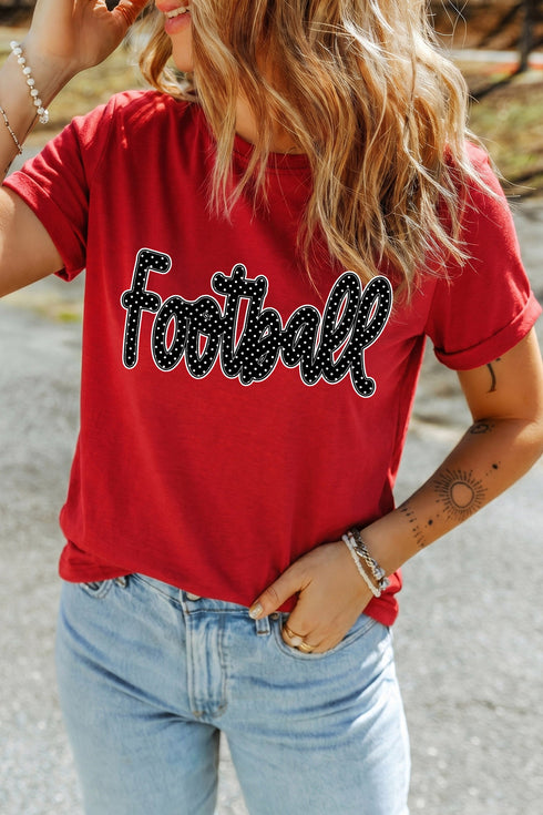 Polka Dot Letter Print Graphic T Shirt