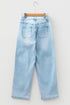 Exposed Stitch Detail Drawstring Wide Leg Barrel Jeans