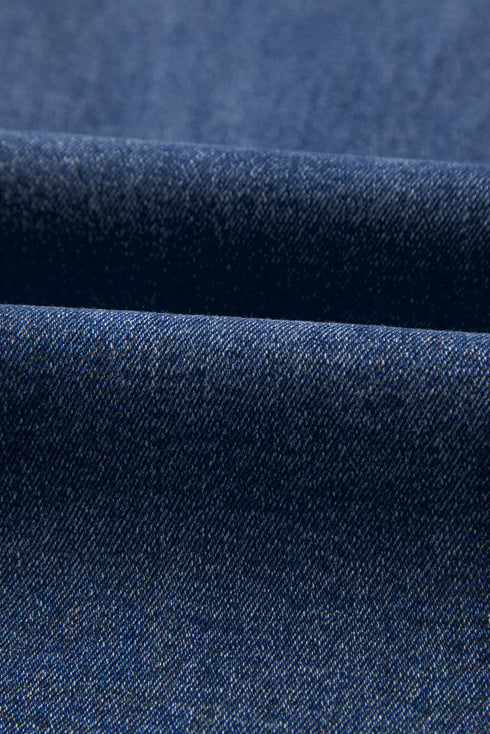 High Rise Straight Loose Raw Hem Cuffed Jeans