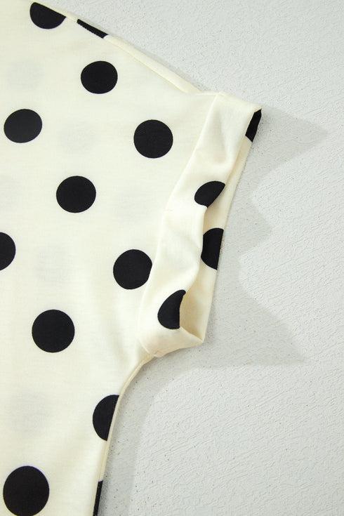 Vintage Inspired Polka Dot Mock Neck Dolman Top
