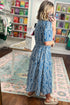 Geometric Print Drawstring Collar Maxi Dress