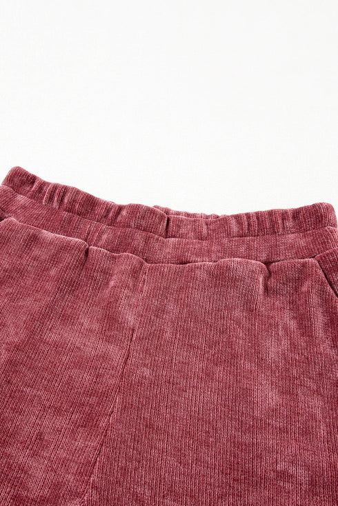 Mineral Wash Corduroy Short Sleeve Wide Leg Pant Set