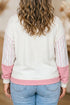 Plaid Waffle Knit Panel Long Sleeve Top