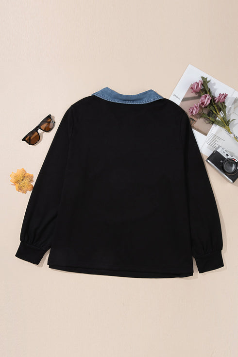 V Neck Tunic Shift Long Sleeve Top