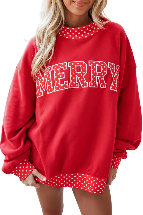 Polka Dot Letter Applique Framed Mock Neck Sweatshirt
