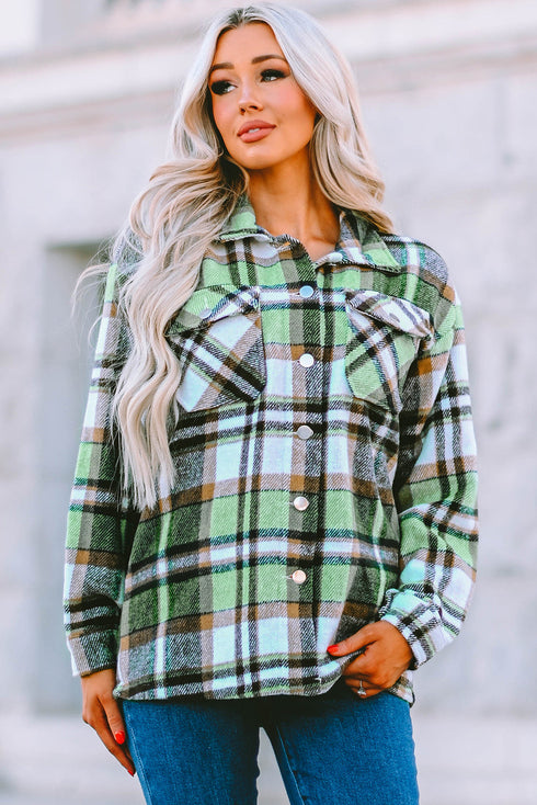 Relaxed Fit Brushed Plaid Button Down Shirt