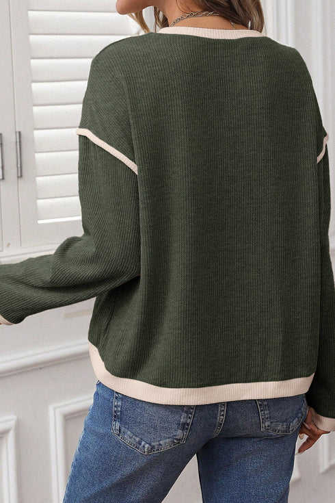 Four Leaf Clover Mallard Duck Graphic Trim Patchwork Knit Tee