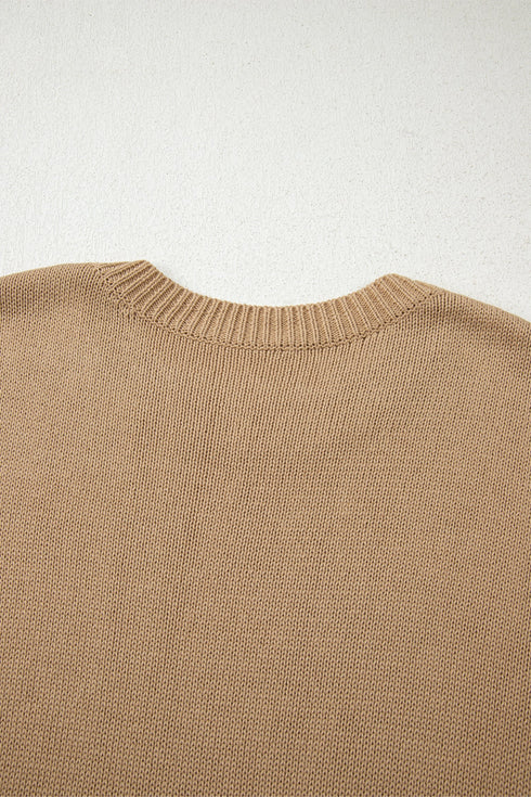 Oversized Chunky Knit Crew Neck Sweater Dress