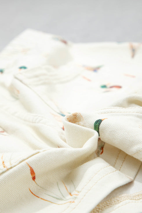 Wild Duck Mallard Print Drawstring Stretch Denim Shorts