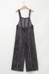 Washed Frayed Exposed Seam Wide Leg Denim Overall Jumpsuit