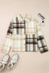 Button Front Patchwork Side Pocket Plaid Shacket