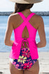 Empire Waist V Neck Flounce Hem Swim Tankini Top