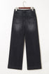High Rise Wide Leg Pocketed Stretch Denim Jeans