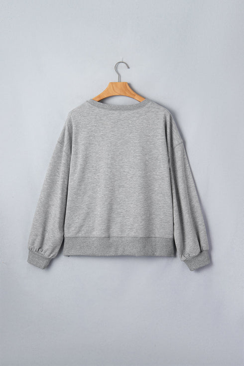 Sequin Western Ghost Print Long Sleeve Round Neck Sweatshirt