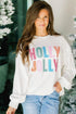 Applique Slogan Round Neck Long Sleeve Sweatshirt