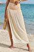 Smocked Waist High Slit Fringed Maxi Skirt