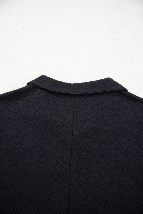 Textured Striped Collared Zip Up Two Piece Dress