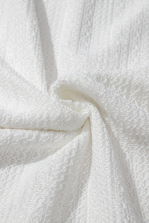 Solid Textured Lace Tank Top And Drawstring Short Sets