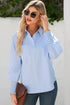 Tailored Pinstripe Button Front Smocked Cuff Blouse