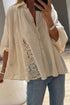 Sheer Lace Splicing Bracelet Sleeve Loose Flowy Blouse