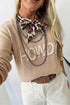 Howdy Letter Embroidered Crew Neck Relaxed Sweater