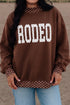 Rodeo Print Polka Dot Trim Baggy Pullover Sweatshirt