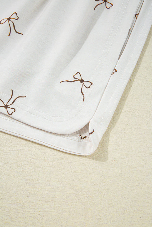 Bow Print Half Zip Tank Matching Short Sets