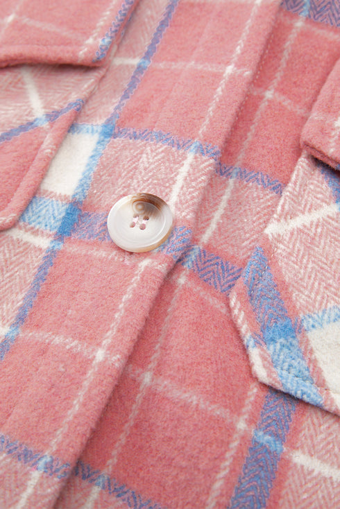 Western Plaid Flap Pocket Button Up Shacket