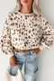 Leopard Print Dropped Shoulder Round Neck Sweatshirt