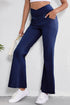 High Stretch Crossed Waist Flare Knit Denim Jeans