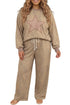 Leopard Star Patch Long Sleeve Drawstring Lounge Set