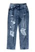 Distressed Frayed Slim Fit High Waist Denim Jeans