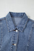 Solid Washed Button Up Elastic Hem Denim Vest