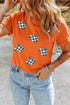 Sequin Pumpkin Print Round Neck Short Sleeve Tee