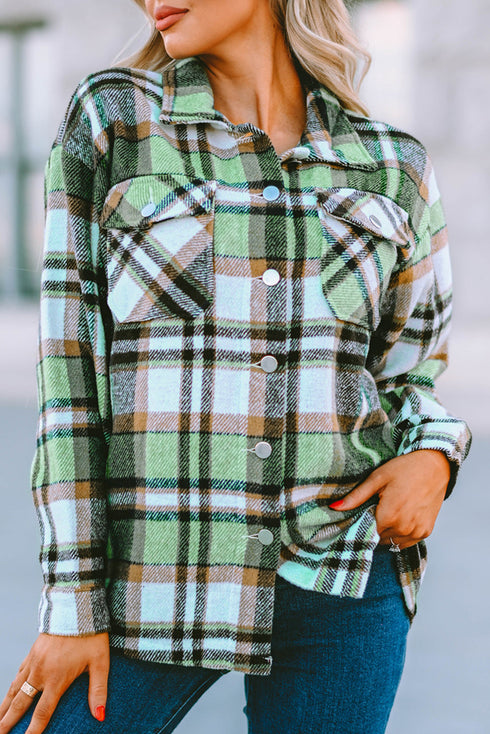 Relaxed Fit Brushed Plaid Button Down Shirt