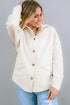 Casual Fleece Button Up Stitching Pocket Raw Hem Jacket