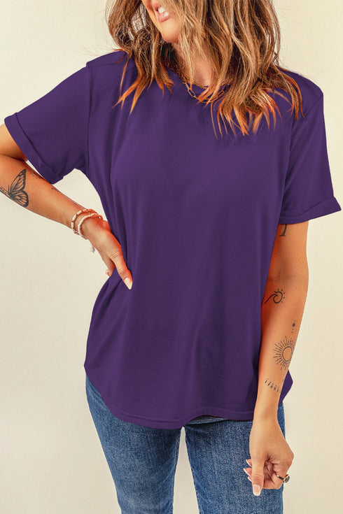 Soft Stretch Blend Crew Neck Short Sleeve Tee