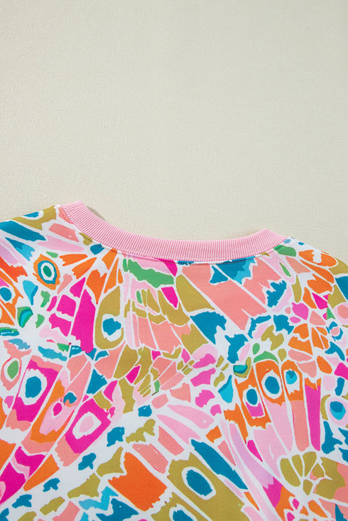 Abstract Graphic Print Crew Neck Long Sleeve Sweatshirt