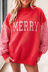 Gingham Pattern Applique Oversized Silhouette Pullover Sweatshirt